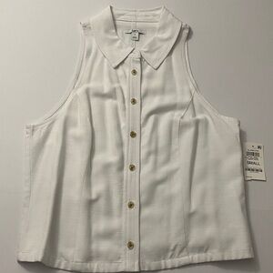 Bar III Sleeveless Button-Front Collared Top